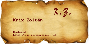 Krix Zoltán névjegykártya